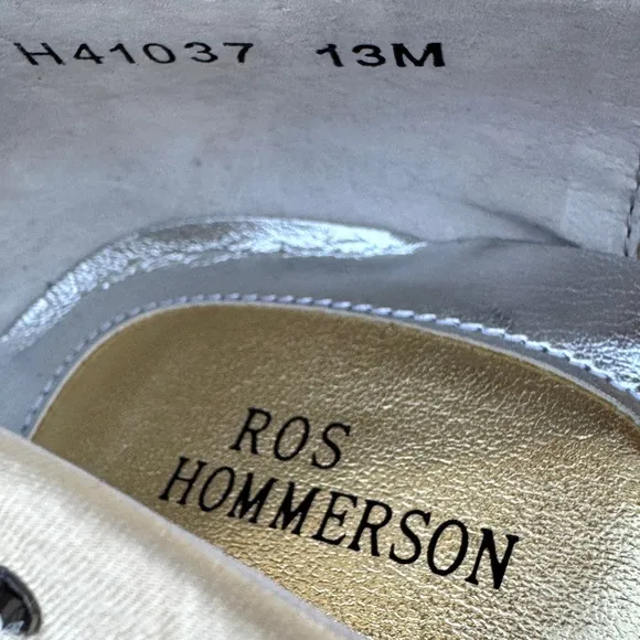 ROS HOMMERSON cream satin PUMPS rhinestones studded peep toe heels Platform 13