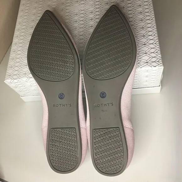ROTHY'S &quot;The Point II&quot; Petal Pink Knit Fabric Slip On Ballet Flats - 8 1/2