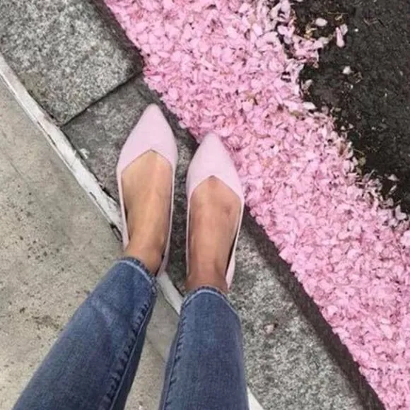 ROTHY'S &quot;The Point II&quot; Petal Pink Knit Fabric Slip On Ballet Flats - 8 1/2