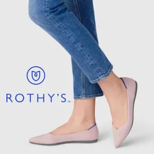 ROTHY'S &quot;The Point II&quot; Petal Pink Knit Fabric Slip On Ballet Flats - 8 1/2