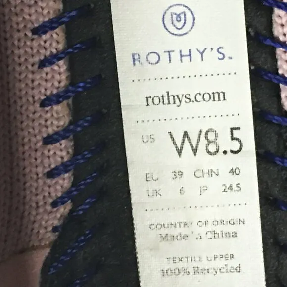 ROTHY'S &quot;The Point II&quot; Petal Pink Knit Fabric Slip On Ballet Flats - 8 1/2