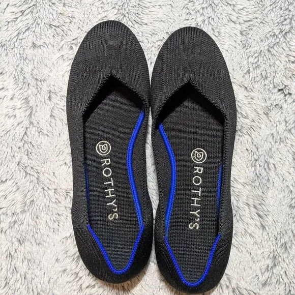 Rothy's Black Flat Round Knit Washable Flats Ballet Size 8