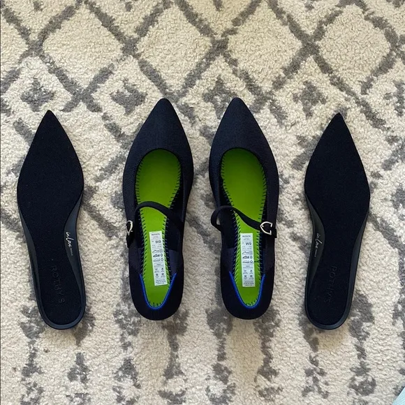 Rothy's Black The Point Mary Jane Ballet Flats size 9