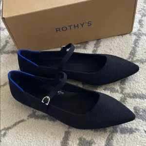Rothy's Black The Point Mary Jane Ballet Flats size 9