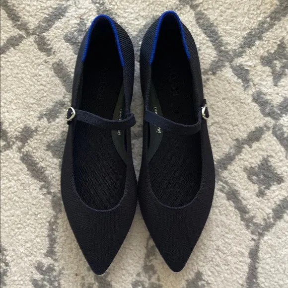 Rothy's Black The Point Mary Jane Ballet Flats size 9