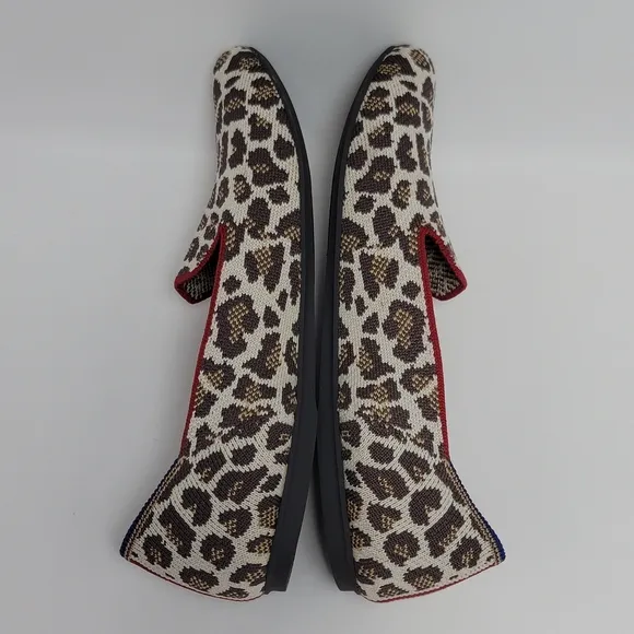 Rothy’s Mocha Spot Animal Print Flat Loafers Shoes Size 7.5