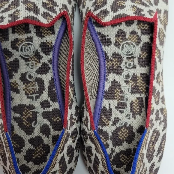 Rothy’s Mocha Spot Animal Print Flat Loafers Shoes Size 7.5