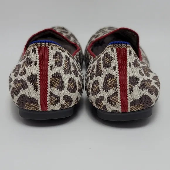 Rothy’s Mocha Spot Animal Print Flat Loafers Shoes Size 7.5