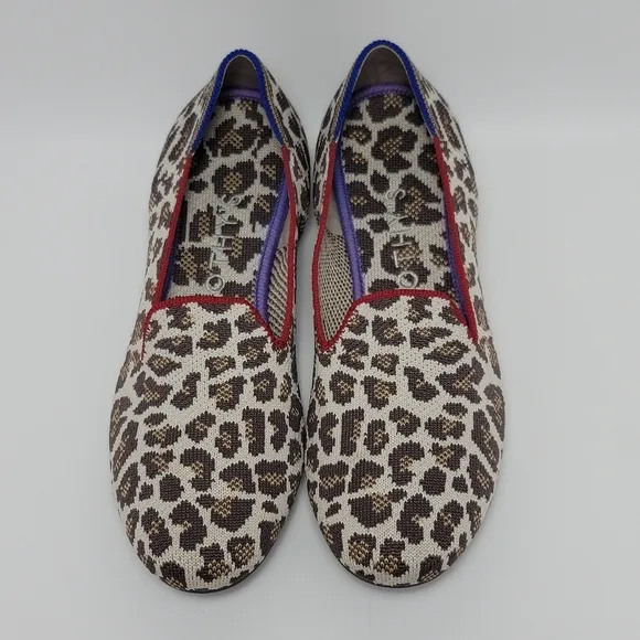 Rothy’s Mocha Spot Animal Print Flat Loafers Shoes Size 7.5