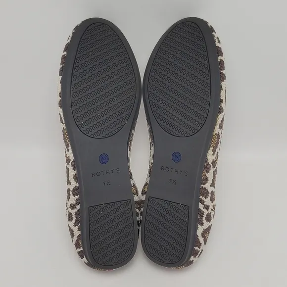 Rothy’s Mocha Spot Animal Print Flat Loafers Shoes Size 7.5