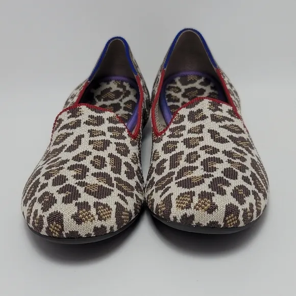 Rothy’s Mocha Spot Animal Print Flat Loafers Shoes Size 7.5