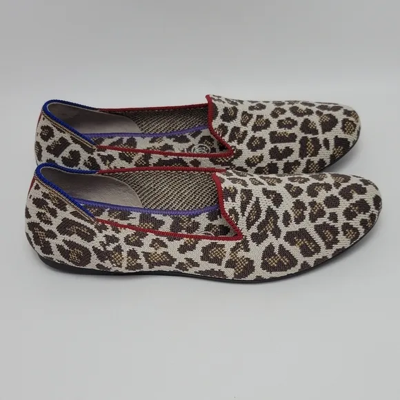 Rothy’s Mocha Spot Animal Print Flat Loafers Shoes Size 7.5