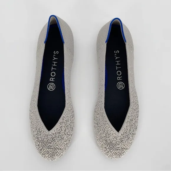 Rothy's Pearl Metallic Sparkly Ombre Knit Ballet Rounded Flats Shoes Women's 8.5