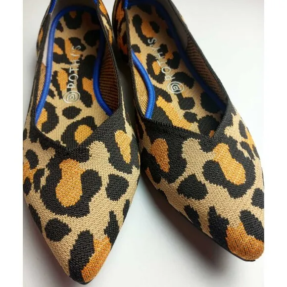 Rothy's Retired Big Cat Print The Point Flats Shoes Size 11 NWOB