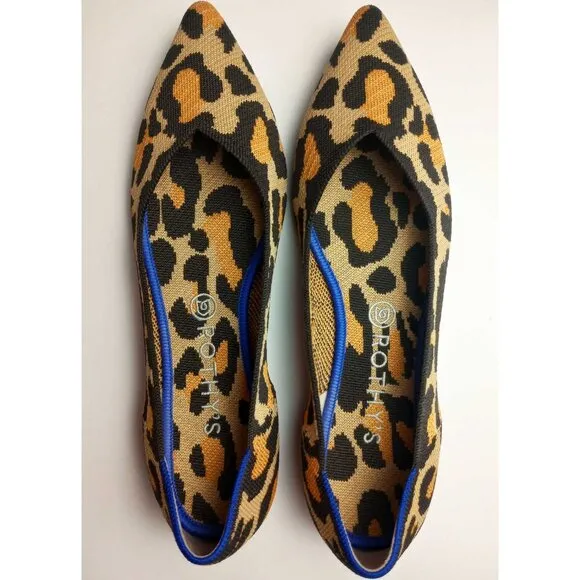 Rothy's Retired Big Cat Print The Point Flats Shoes Size 11 NWOB