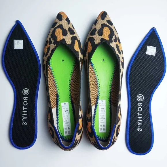 Rothy's Retired Big Cat Print The Point Flats Shoes Size 11 NWOB