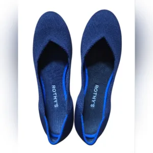 ROTHY’S Shoes THE FLAT Blue Knit Round Toe Slip On Ballet Flats Women’s Size 8