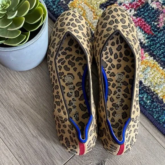 Rothys spotted leopard print round toe size 7 flat woman’s shoes