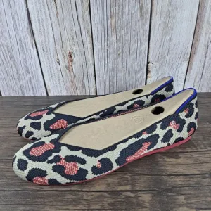 Rothy's The Flat Red Cat Leopard Slip On Ballet Flats Women's Sz 9 (VGC)