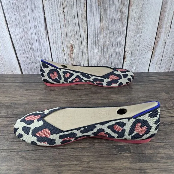 Rothy's The Flat Red Cat Leopard Slip On Ballet Flats Women's Sz 9 (VGC)
