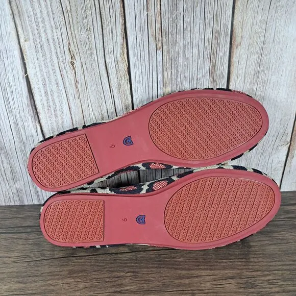 Rothy's The Flat Red Cat Leopard Slip On Ballet Flats Women's Sz 9 (VGC)