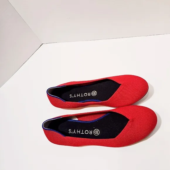 Rothy's The Flat red fabric round toe slip on ballet flats size 10