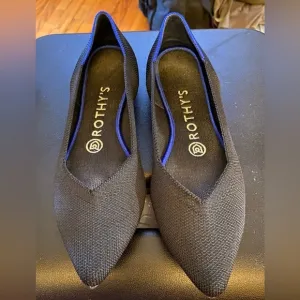 Rothy's The Point Black Solid Ballet Flats Shoes Size 6.5
