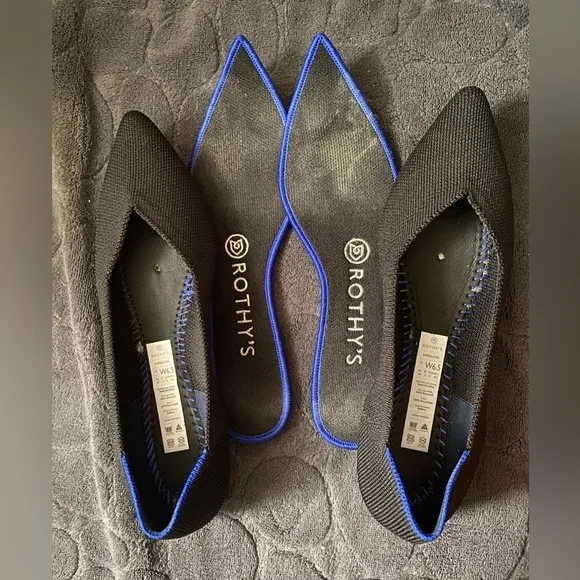 Rothy's The Point Black Solid Ballet Flats Shoes Size 6.5