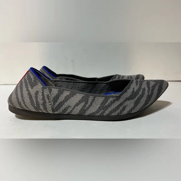 Rothy’s The Point Flats Ballet Zebra Animal Print Women’s size 8 Slip-On Shoes