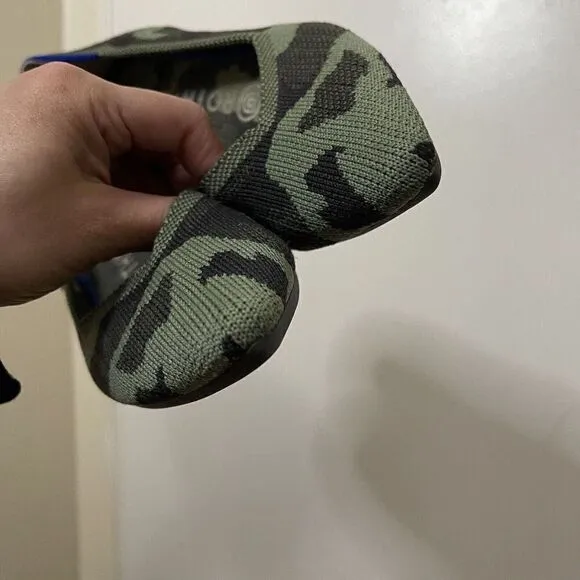 Rothy's The Point Olive Camo Womens Green Flats Pointed Toe Shoes 6.5