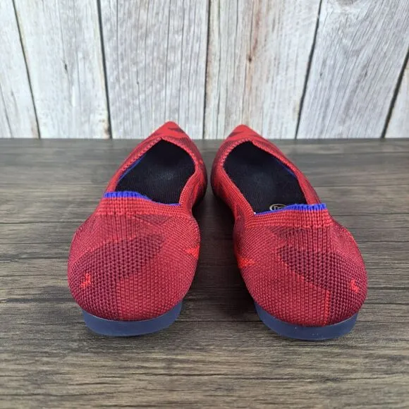 Rothys The Point Red Camo Retired Slip On Ballet Flats Women's Sz 7.5 (VGC)