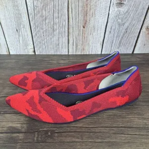 Rothys The Point Red Camo Retired Slip On Ballet Flats Women's Sz 7.5 (VGC)