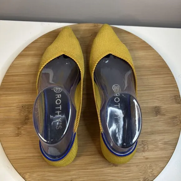Rothy’s The Point Women's Size 6.5 Marigold Yellow Blue Halo Ballet Flats Shoes