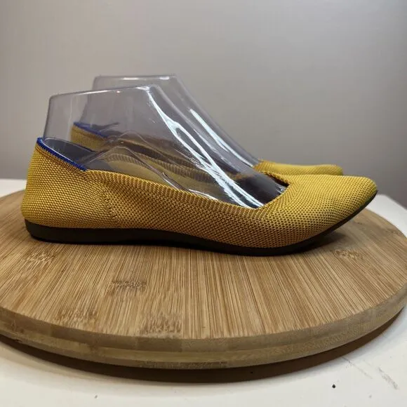 Rothy’s The Point Women's Size 6.5 Marigold Yellow Blue Halo Ballet Flats Shoes