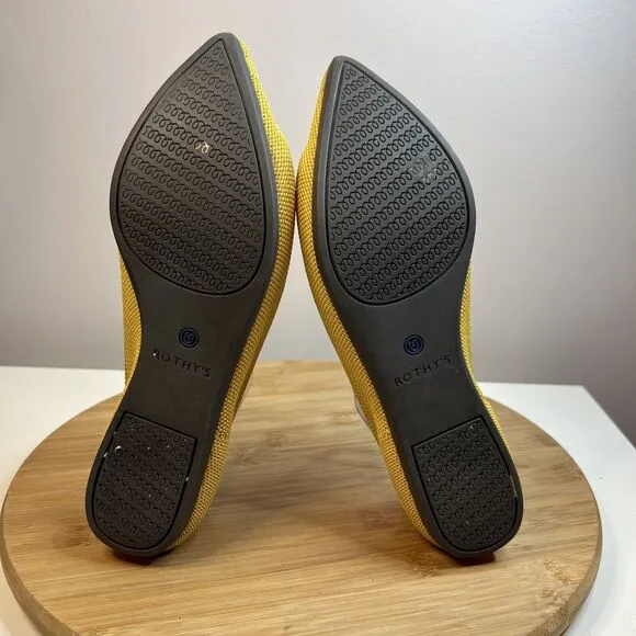 Rothy’s The Point Women's Size 6.5 Marigold Yellow Blue Halo Ballet Flats Shoes