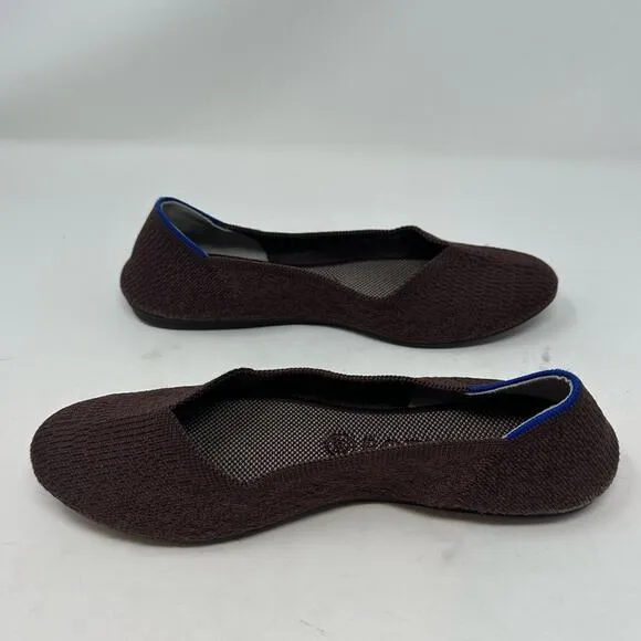 Rothy’s Truffle Python Round Toe Flats Size 9.5 Brown Washable Shoes Work Casual
