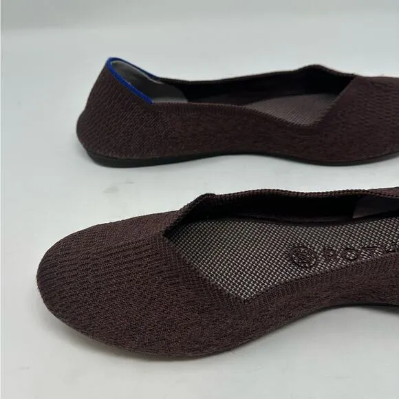 Rothy’s Truffle Python Round Toe Flats Size 9.5 Brown Washable Shoes Work Casual