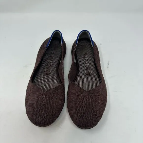 Rothy’s Truffle Python Round Toe Flats Size 9.5 Brown Washable Shoes Work Casual