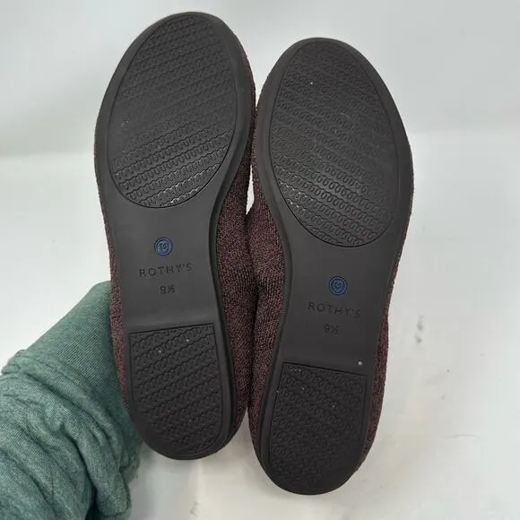 Rothy’s Truffle Python Round Toe Flats Size 9.5 Brown Washable Shoes Work Casual