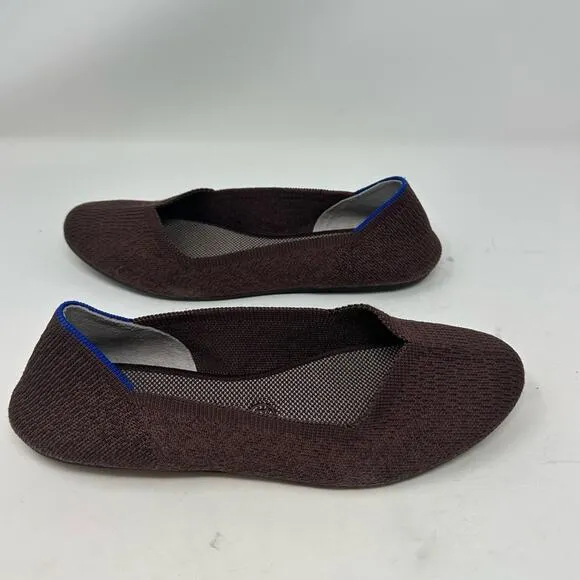 Rothy’s Truffle Python Round Toe Flats Size 9.5 Brown Washable Shoes Work Casual