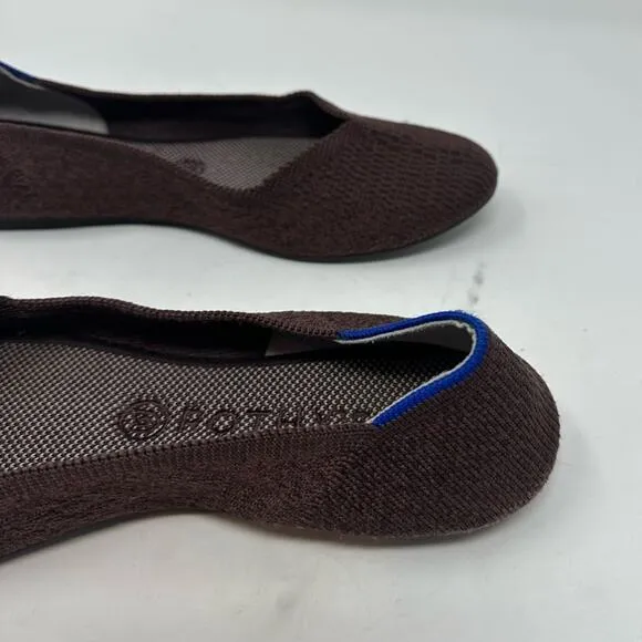 Rothy’s Truffle Python Round Toe Flats Size 9.5 Brown Washable Shoes Work Casual