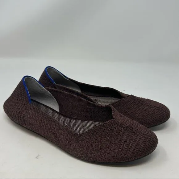 Rothy’s Truffle Python Round Toe Flats Size 9.5 Brown Washable Shoes Work Casual