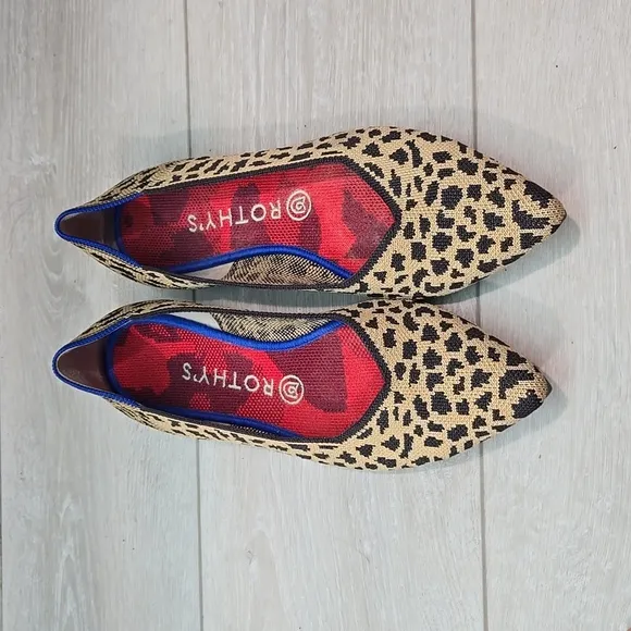 Rothy's Women Leopard Animal Print The Pointed toe flats ballet shoes sz 9.5