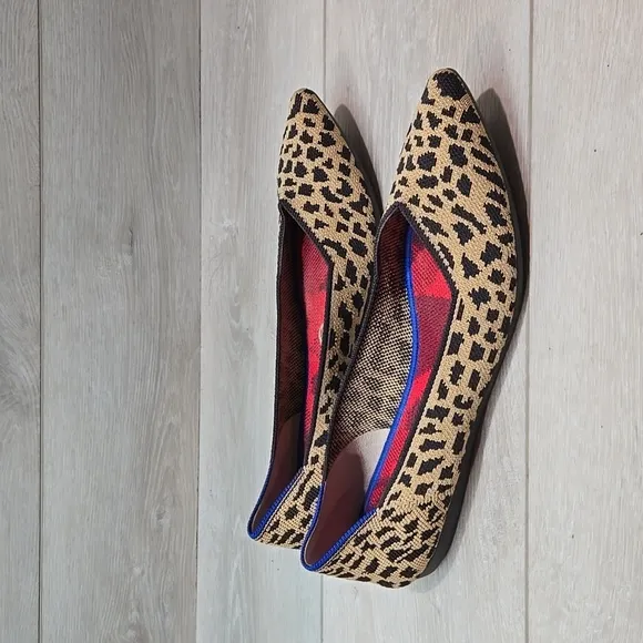 Rothy's Women Leopard Animal Print The Pointed toe flats ballet shoes sz 9.5