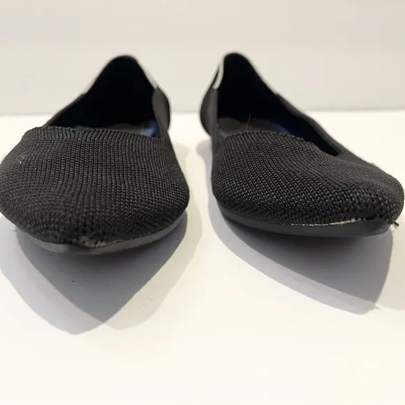 Rothy's Womens 9.5 The Point Black Solid Knit Fabric Ballet Flats Everyday Shoes