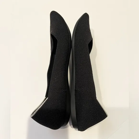 Rothy's Womens 9.5 The Point Black Solid Knit Fabric Ballet Flats Everyday Shoes