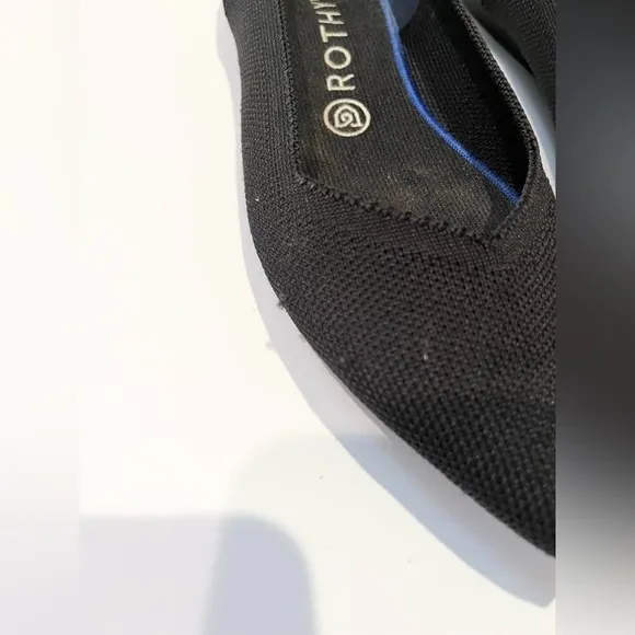 Rothy's Womens 9.5 The Point Black Solid Knit Fabric Ballet Flats Everyday Shoes