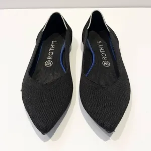 Rothy's Womens 9.5 The Point Black Solid Knit Fabric Ballet Flats Everyday Shoes