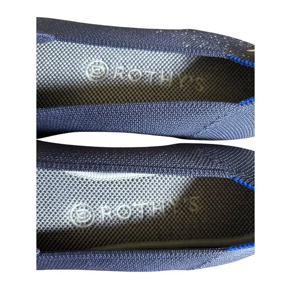 Rothy's Zodiac Sign Ballet Flats Pisces Navy Blue Limited Edition Embroidered Si