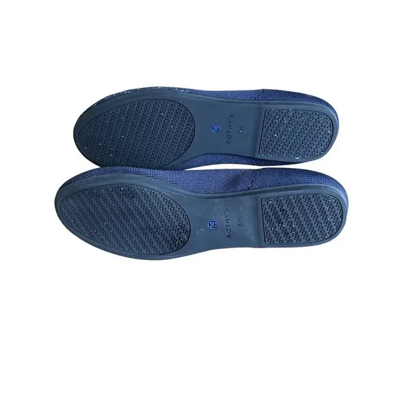 Rothy's Zodiac Sign Ballet Flats Pisces Navy Blue Limited Edition Embroidered Si